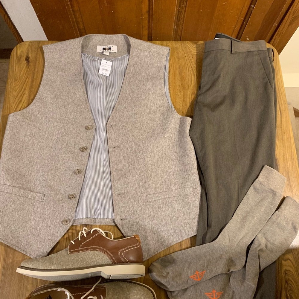 Suit Vest and Pants Set w/ Matching Socks and Shoes
